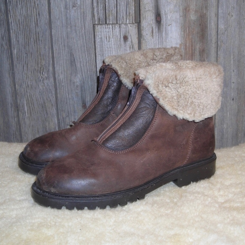 BARBO Canadian brown leather shearling boots
